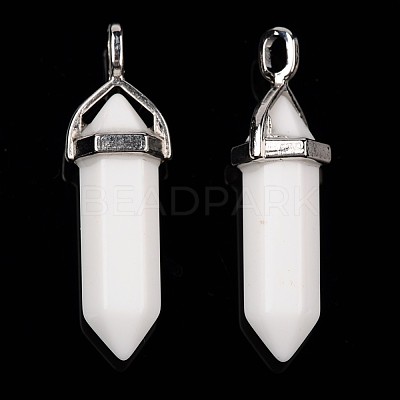 Bullet Imitation Jade Glass Pointed Pendants G-F295-01-1