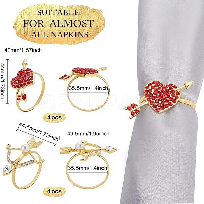 Arrow & Heart Alloy Napkin Rings AJEW-FG0001-69-1