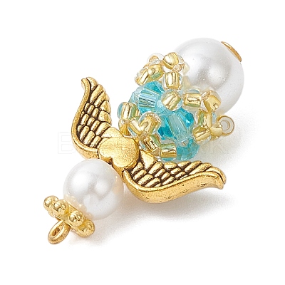 Pearlized Glass Pearl & Glass Pendants PALLOY-MZ00978-05-1
