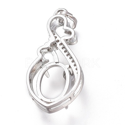 Brass Micro Pave Clear Cubic Zirconia Open Back Bezel Pendant Cabochon Settings ZIRC-I049-09P-1
