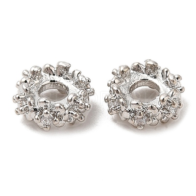 Rack Plating Brass Micro Pave Cubic Zirconia Beads KK-A186-01C-P-1