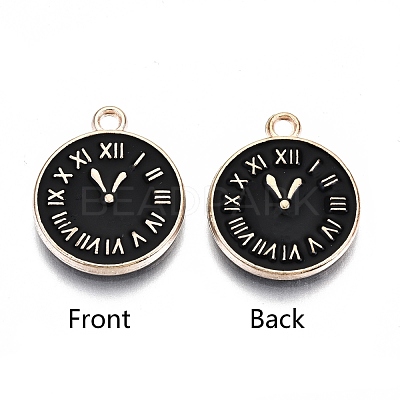 Light Gold Plated Alloy Double Side Enamel Pendants ENAM-Q033-11B-A-RS-1