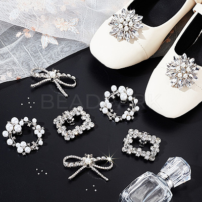 8Pcs 4 Styles Detachable Alloy Rhinestone Shoe Buckle Clips FIND-PH0021-57-1