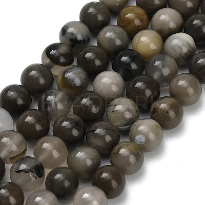 Natural Volcanic Agate Beads Strands G-G305-A01-6mm-1