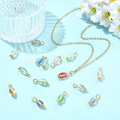 20Pcs 10 Colors Transparent Glass Pendants PALLOY-FS00073-1