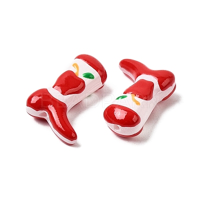 Boot Baking Paint Glass Enamel Beads LAMP-C020-02J-1