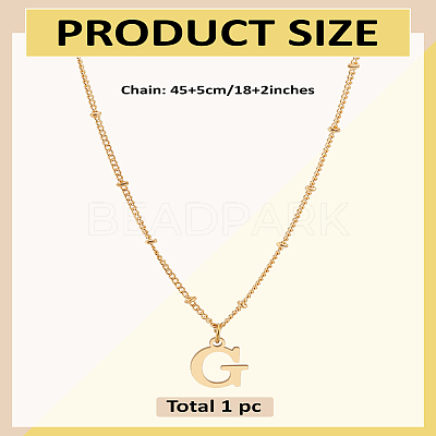 1Pc Brass Chain & 304 Stainless Steel Letter Pendant Necklaces NJEW-LP0001-35G-G-1