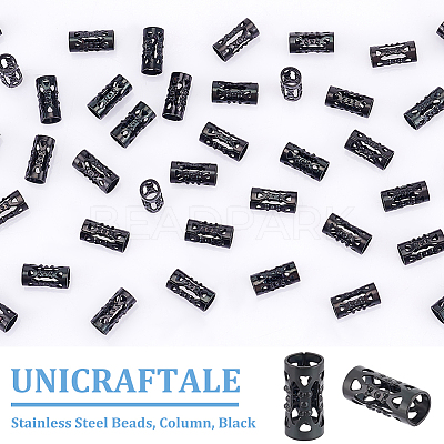 40Pcs Hollow 304 Stainless Steel Beads STAS-UN0060-15-1