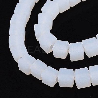 Frosted Imitation Jade Glass Beads Strands GLAA-N072-01A-C01-1