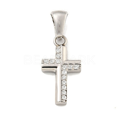 304 Stainless Steel Cubic Zirconia Pendants STAS-C102-04A-P-1