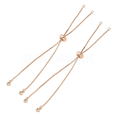 Rack Plating Brass Box Chain Slider Bracelets MAK-YW0001-04RG-1