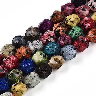 Dyed Natural Sesame Jasper Beads Strands G-T139-8mm-47A-1