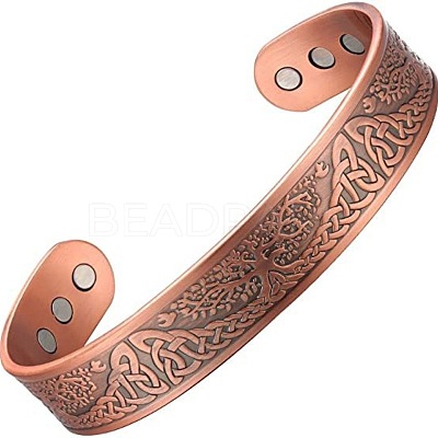 Tree of Life Pattern Alloy Magnetic Cuff Bangles for Men FS-WG37AAB-01-1