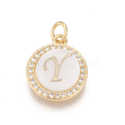 Brass Micro Pave Cubic Zirconia Pendants ZIRC-L078-043Y-NR-1