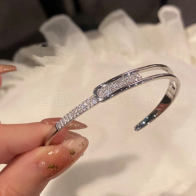 Alloy Crystal Rhinestone Cuff Bangles for Women FS-WG50859-01-1