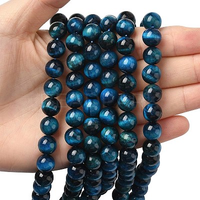 Natural Tiger Eye Beads Strands G-K203-87-10mm-1