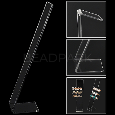 4Pcs Clear Acrylic Slant Back Hairpin Display Stands ODIS-SP0001-05-1