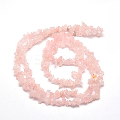 Natural Rose Quartz Chip Bead Strands X-G-M205-02-1