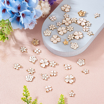 48Pcs 6 Styles Alloy Enamel Pendants ENAM-TA0003-40-1
