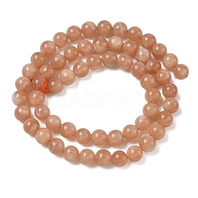 Natural Gemstone Sunstone Round Beads Strands G-E251-34-6mm-01-1