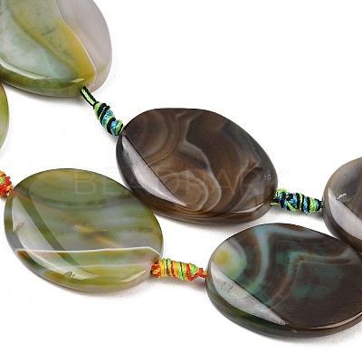 Natural Banded Agate Beads Strands G-P605-L02-04-1
