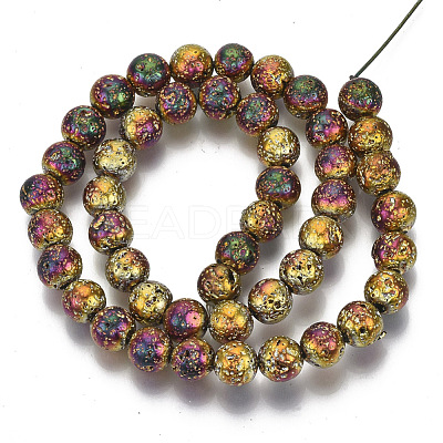 Electroplated Natural Lava Rock Beads Strands G-S352-30C-M-1