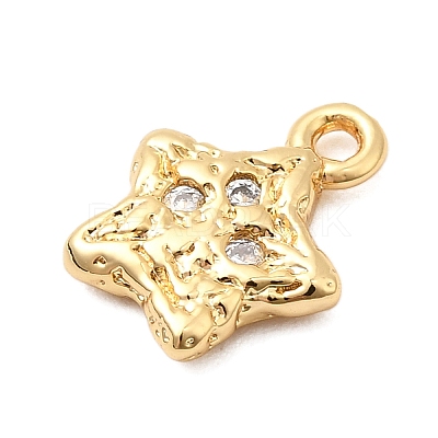 Brass Micro Pave Clear Cubic Zirconia Charms KK-F916-31G-1