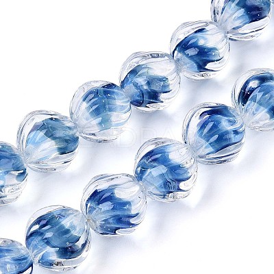 Textured Inner Flower Handmade Lampwork Beads LAMP-T024-07B-1