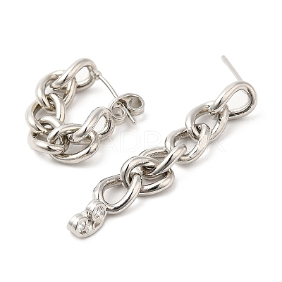 Rack Plating Brass Chain Ear Studs for Women EJEW-Q770-15P-1