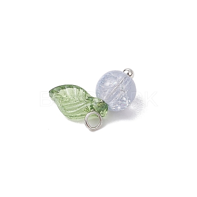 30Pcs 10 Colors Crackle Glass Pendants PALLOY-JF04168-02-1