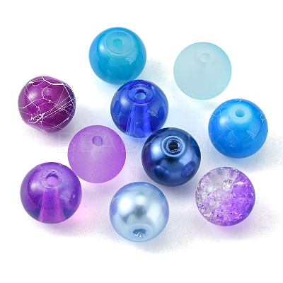 375Pcs 15 Style Spray Painted & Baking Paint & Drawbench & Translucent Glass Beads GLAA-FS0001-36-1