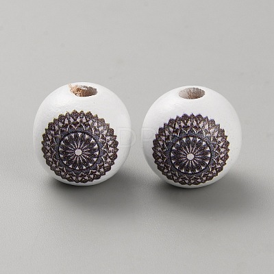 Printed Wood European Beads WOOD-CJC0001-20I-1
