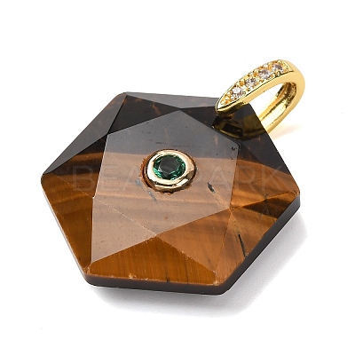 Natural Tiger Eye Faceted Pendants G-B188-03G-02-1