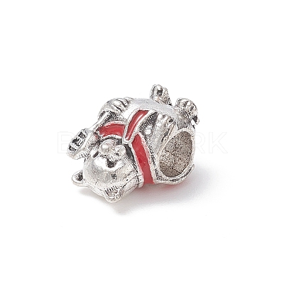 Christmas Theme Alloy Enamel European Beads MPDL-Q213-11AS-1