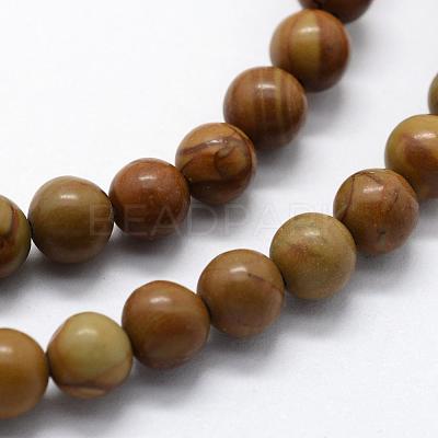 Natural Wood Lace Stone Wooden Jasper Beads Strands G-I199-17-8mm-1