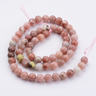 Natural Plum Blossom Jasper Beads Strands G-K152-07-6mm-1