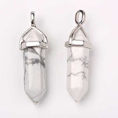 Natural Howlite Double Terminated Pointed Pendants X-G-F295-04F-1