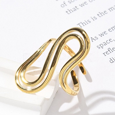 304 Stainless Steel S-shaped Open Cuff Rings for Women RJEW-Z077-01G-06-1