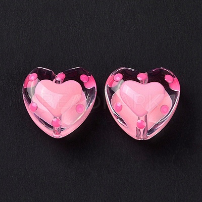 Glass Heart Beads GLAA-D005-01-1