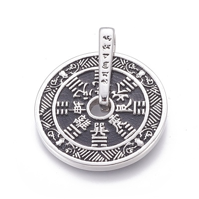 304 Stainless Steel Taoist Coin Pendants STAS-G207-16AS-1