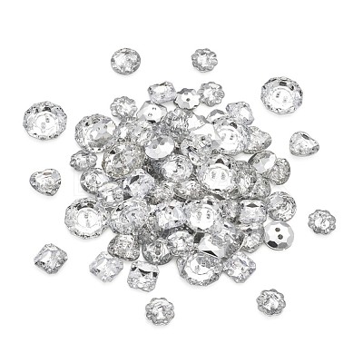 Acrylic Rhinestone Buttons BUTT-PJ0001-01-1