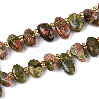 Natural Unakite Beads Strands G-Z091-A33-1