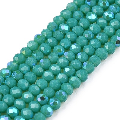 Electroplate Opaque Solid Color Glass Beads Strands EGLA-A044-P1mm-L31-1