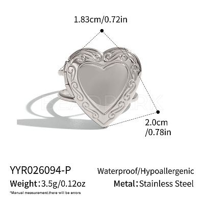 304 Stainless Steel Open Cuff Rings for Women GB3046-2-1
