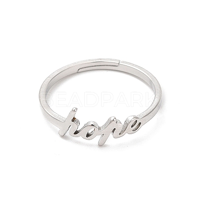 Non-Tarnish 304 Stainless Steel Word Hope Adjustable Ring LS-RJEW-L107-027P-1