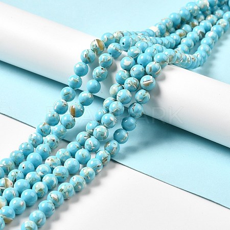 Synthetic Turquoise and Sea Shell Assembled Beads Strands G-D482-01E-07-1