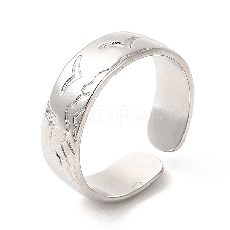304 Stainless Steel Common Gull Open Cuff Ring for Women RJEW-E063-14P-1