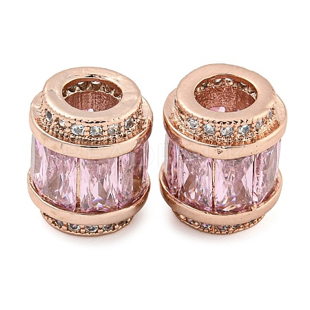 Rack Plating Brass Micro Pave Cubic Zirconia European Beads KK-F089-31RG-02-1