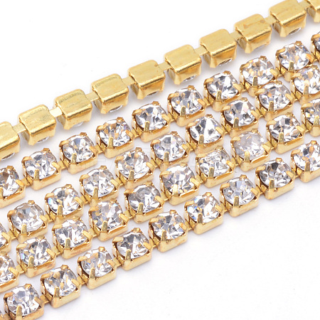 Brass Rhinestone Strass Chains CHC-T003-SS12-01C-1