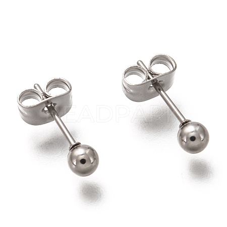 304 Stainless Steel Ball Stud Earrings EJEW-L254-01E-P-1